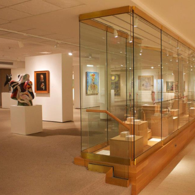 glass case of artwork in the tweed museum of art